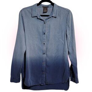 CHELSEA & THEODORE DIP DYE OMBRE DENIM WOMEN'S SHIRT EUC M